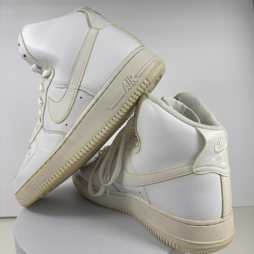 Nike Air Force‎ 1 High White Sail Leather Basketball Sneakers Men's AF1 High Top